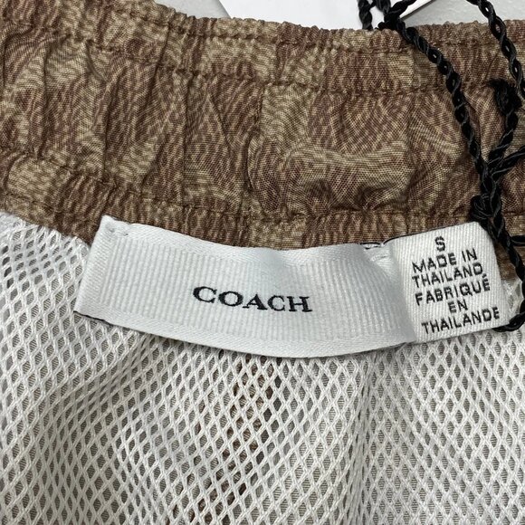 Coach Signature Logo Swim Shorts • Size S • Tan • Mesh-Lined Trunks - Picture 6 of 9